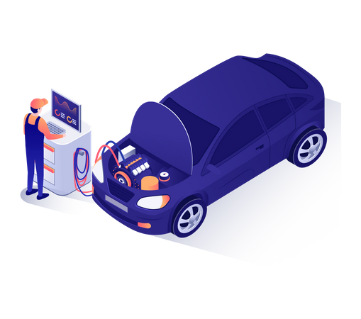 Advertisement for Full Car Repair with Diagnostics  Illustration