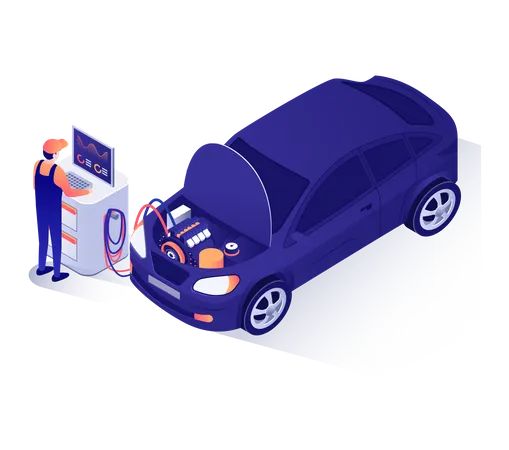 Advertisement for Full Car Repair with Diagnostics  Illustration