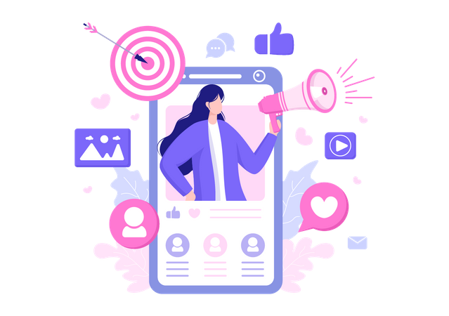 Advertisement on Social Media  Illustration