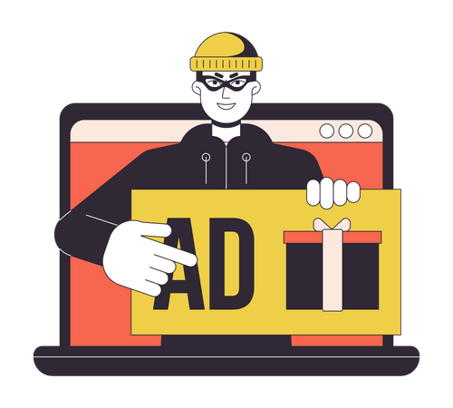 Advertising fraud laptop  Illustration