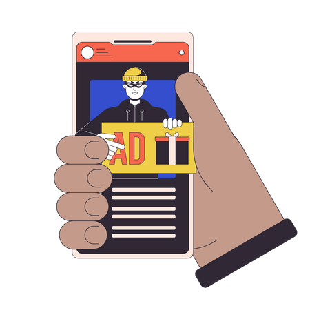 Advertising fraud on smartphone  Illustration