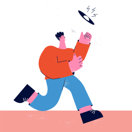 Advertising man with megaphone  Illustration