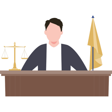 O advogado está em sua mesa  Ilustração