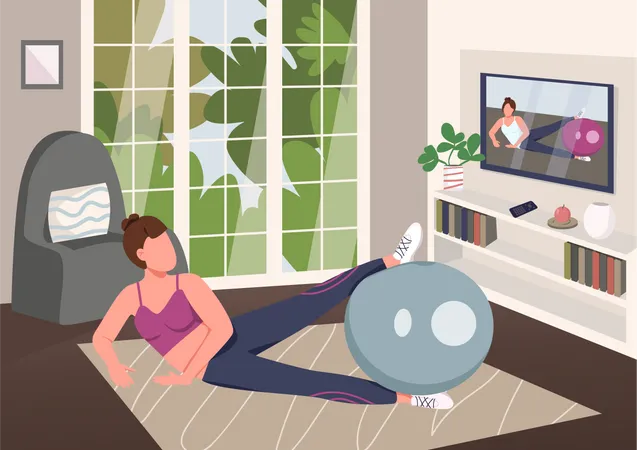 Aerobics at home  Illustration