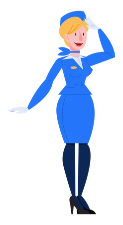 Aeromoça feminina de uniforme  Ilustração