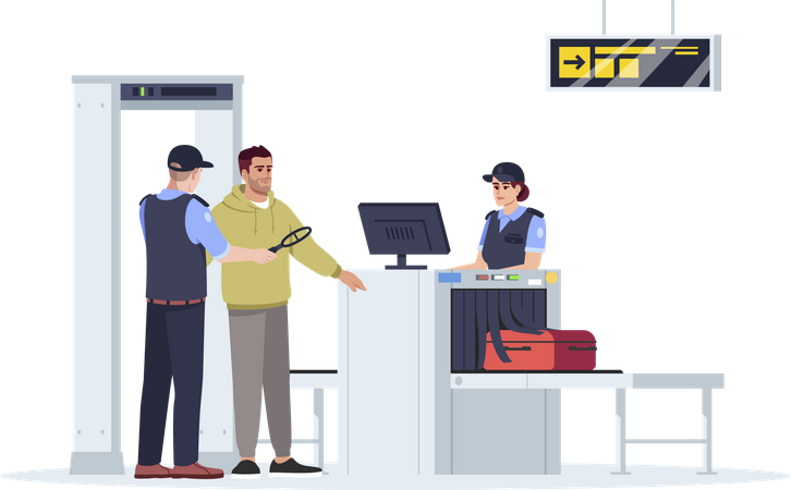 Scan de sécurité des passagers à l'aéroport  Illustration