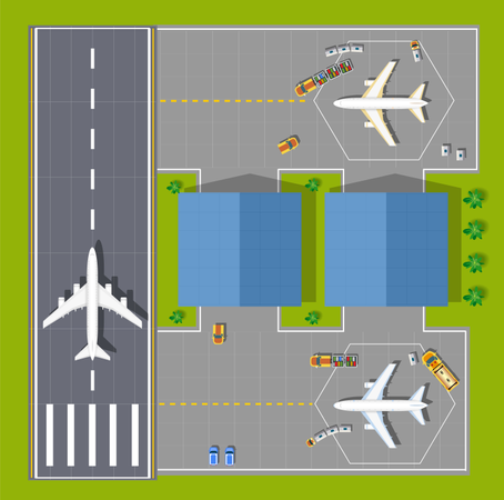 Aeroporto do ponto de vista aéreo  Ilustração