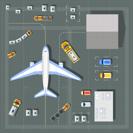 Aeroporto do ponto de vista aéreo  Ilustração