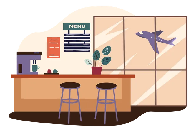 Cafetería del aeropuerto  Ilustración
