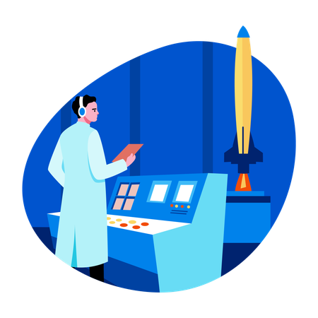 Aerospace engineer working on project  Illustration