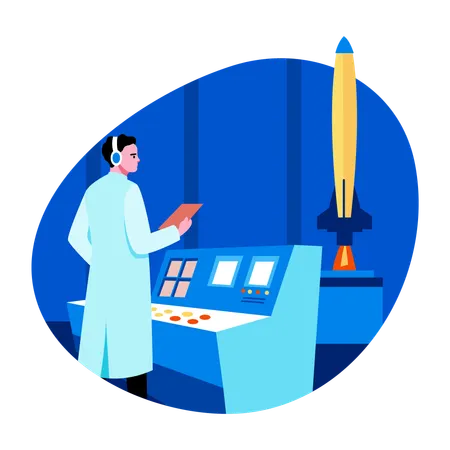Aerospace engineer working on project  Illustration