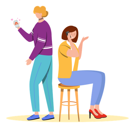 Affair by man and woman  Illustration