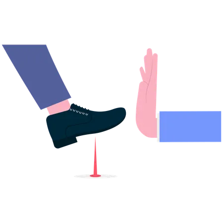 Main d'affaires montrant l'arrêt des jambes  Illustration