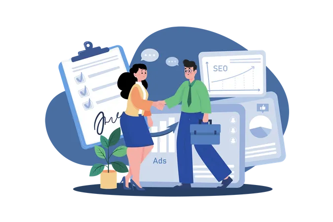 Customer Handshaking With A Marketing Agent Illustration