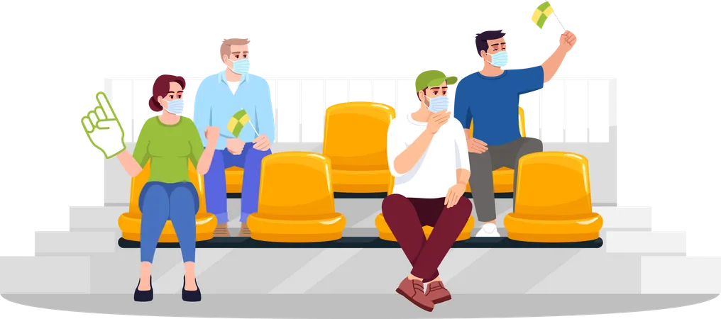 Aficionados al fútbol en los asientos  Ilustración