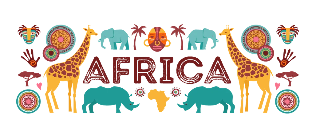 Africa Banner Vector Illustration Of Safari Animals Tribal Symbols Illustration