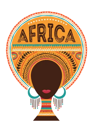 Africa Day Template Vector Illustration With African Woman Tribe Ornaments And Patterns イラスト