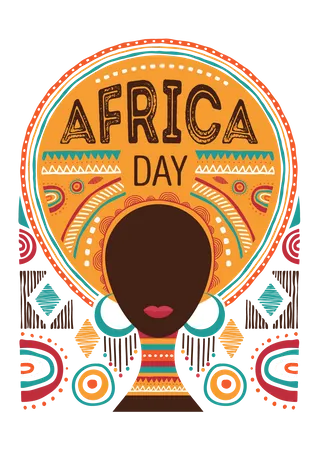 Africa Day Template Vector Illustration With African Woman Tribe Ornaments And Patterns Illustration