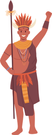 African aboriginal man wearing tribal ethnic clothes  Illustration