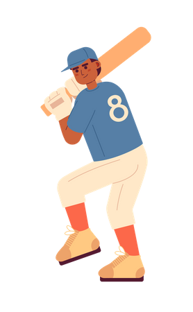 African american baseball player in batting position  イラスト