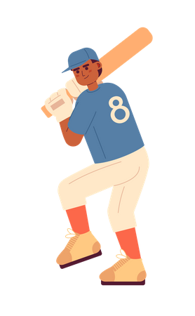 African american baseball player in batting position  Illustration