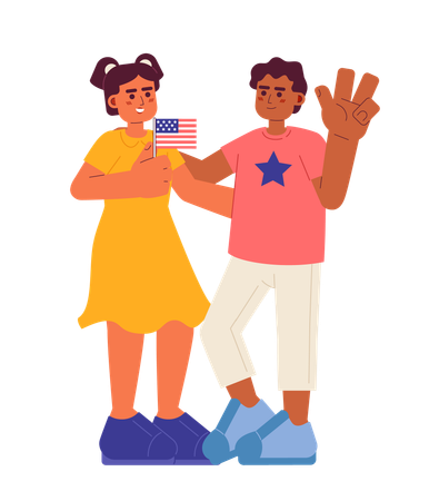 African american boy celebrating america independence day  Illustration