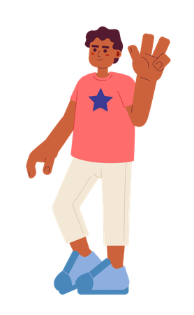 African american boy with peace fingers  Illustration