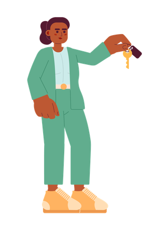 African american business woman suit giving key  イラスト