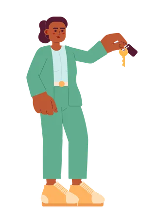 African american business woman suit giving key  Illustration