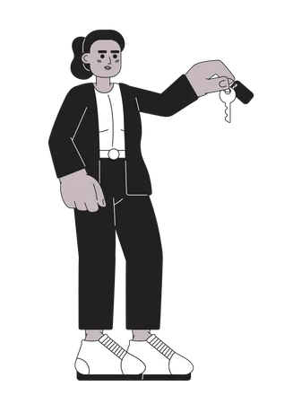 African american business woman suit giving key  Illustration