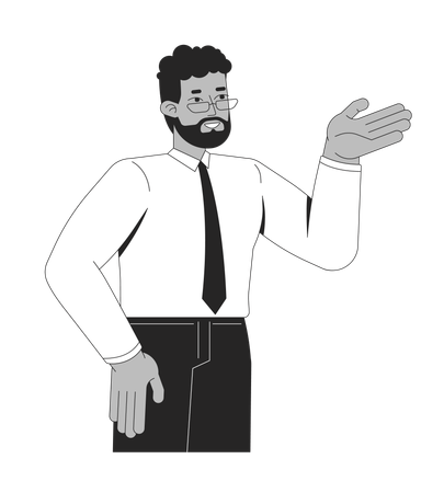 African american businessman in presentation gesture  Illustration