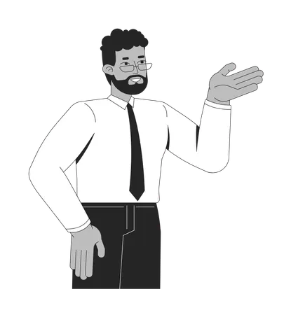 African american businessman in presentation gesture  Illustration