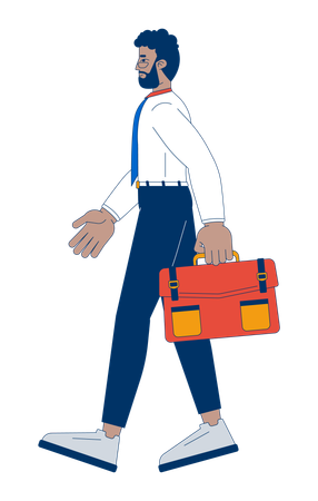 African american businessman walking confidently with briefcase  Illustration