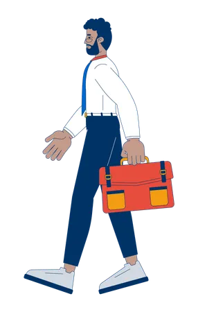 African american businessman walking confidently with briefcase  Illustration