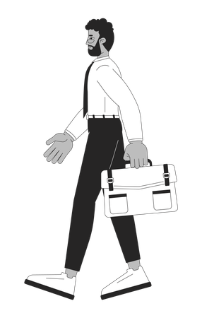 African american businessman walking confidently with briefcase  Illustration