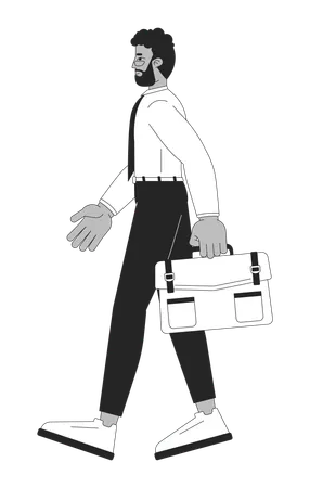 African american businessman walking confidently with briefcase  Illustration