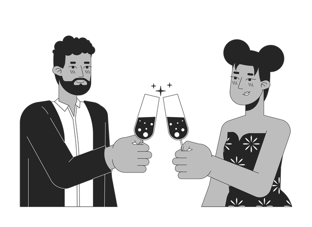 African-american couple clinking glasses  Illustration