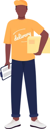African American delivery man  Illustration