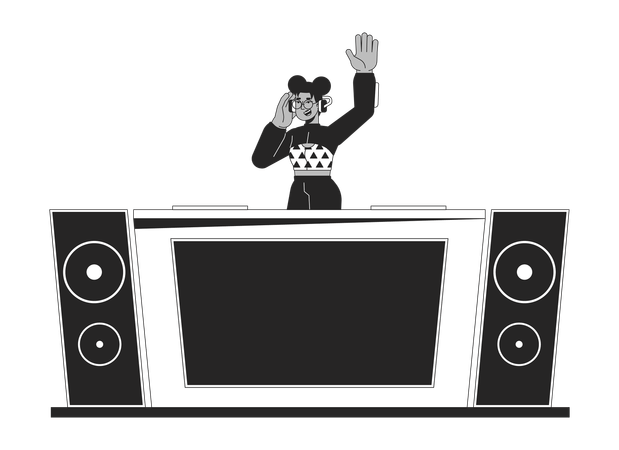 African american dj at console  Illustration