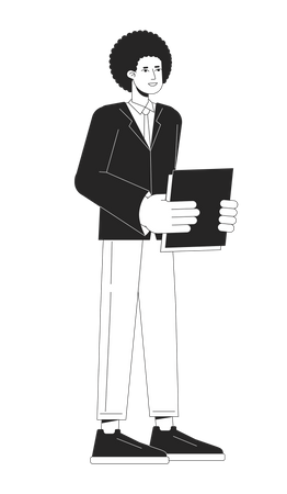 African american employee holding paperwork  Illustration