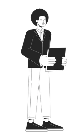 African american employee holding paperwork  Illustration