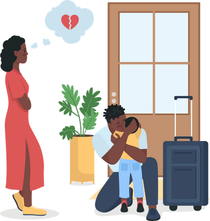 African American family in conflict イラスト