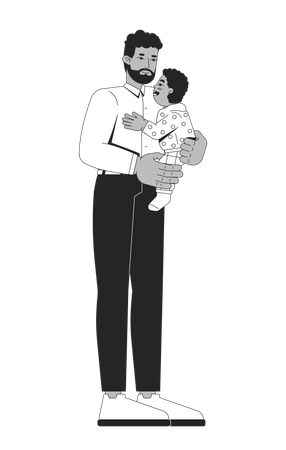 African american father holding toddler son with love  Illustration