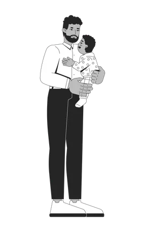 African american father holding toddler son with love  Illustration