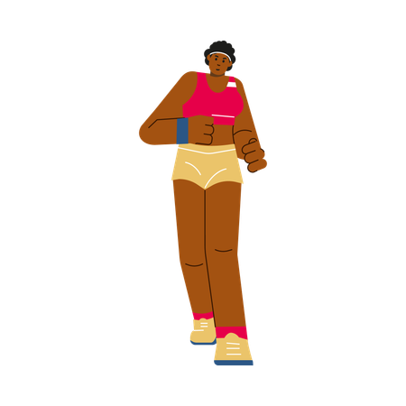 African American female athlete running  Illustration
