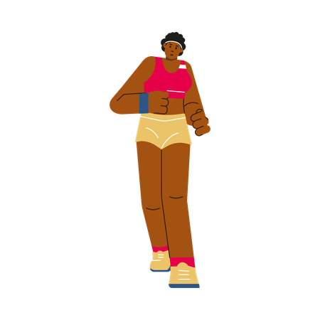 African American female athlete running  Illustration