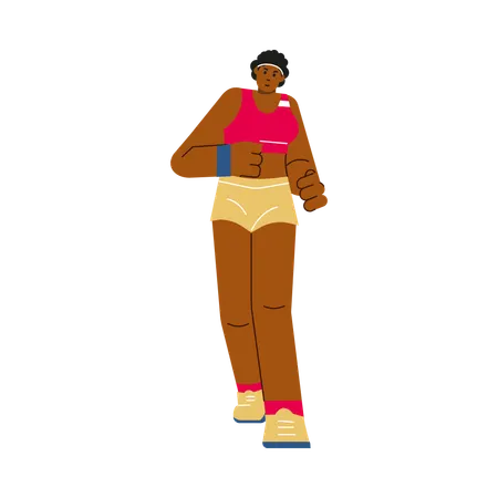 African American female athlete running  Illustration