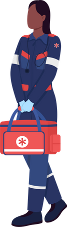 African American female paramedic  Illustration