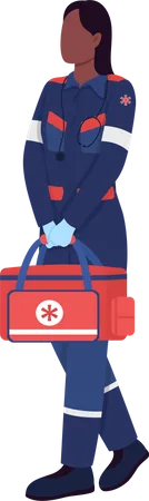 African American female paramedic  Illustration