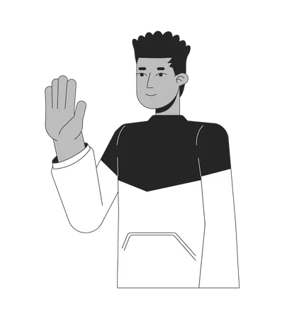 African american guy waving happy  Illustration